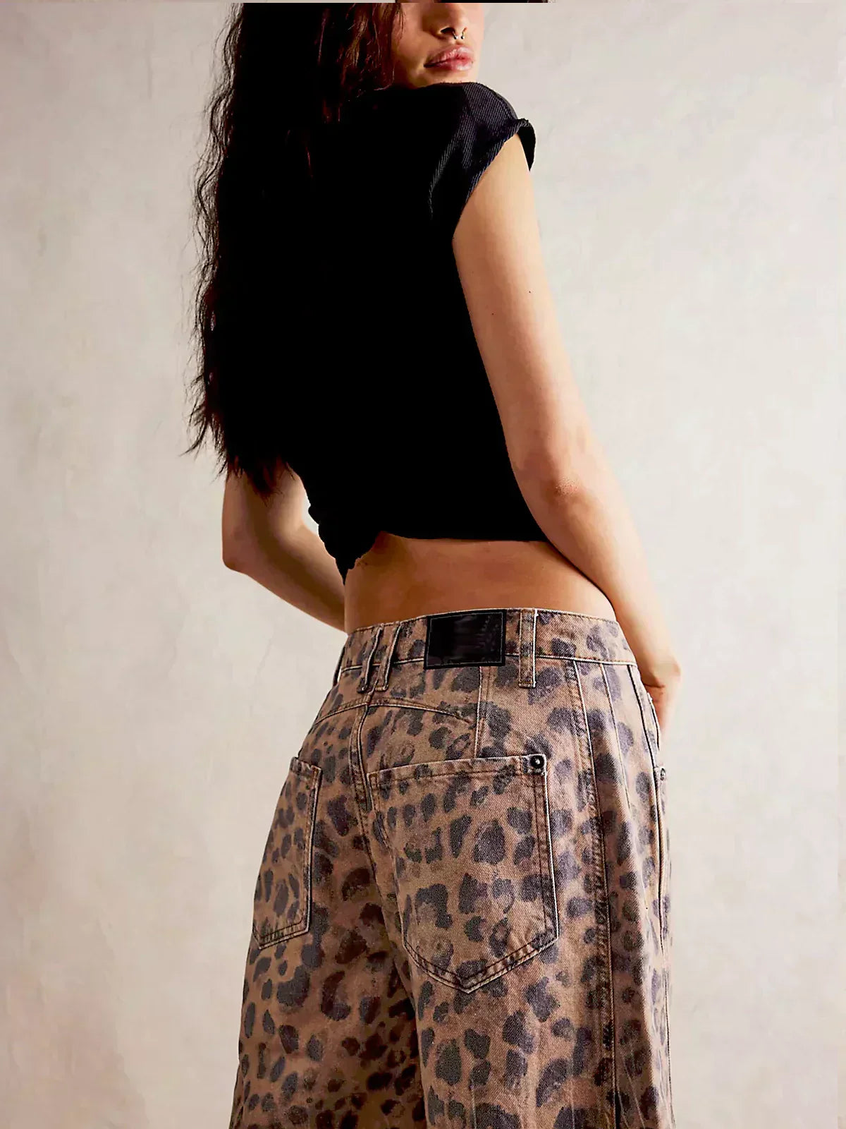 Jeans Damen Weit Beinig Bedruckt Casual