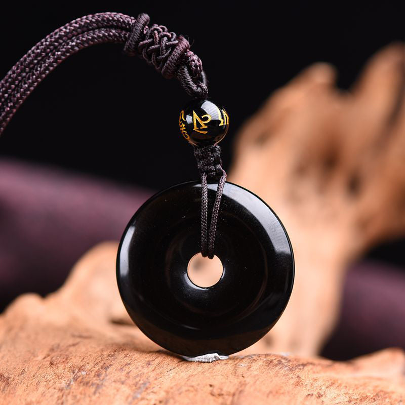 Halskette Unisex Tibetanischer Obsidian Schutz Schmuck