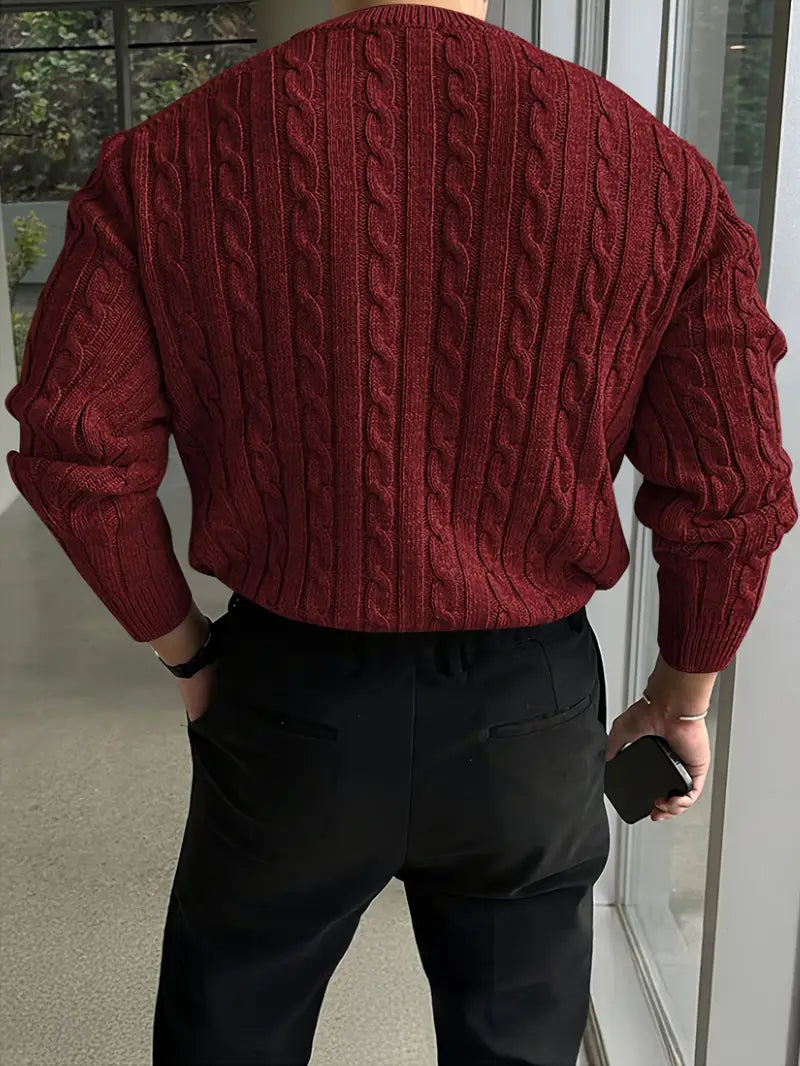 Mergim Lässiger Strickpullover Mit Langen Ärmeln