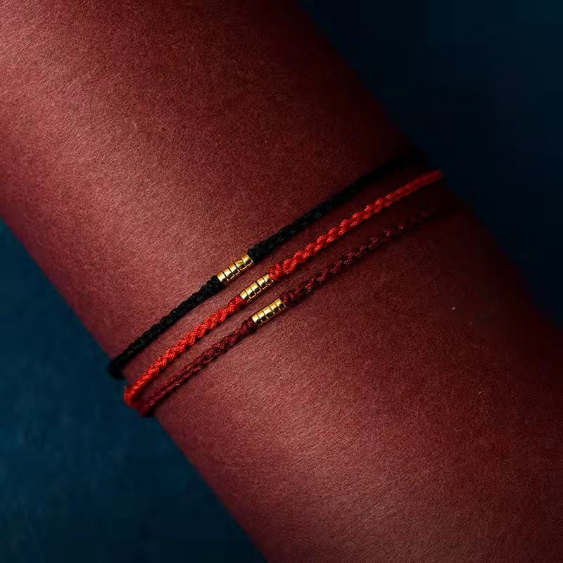 Geflochtenes Buddha-Armband Damen Fußkette mit Goldperlen