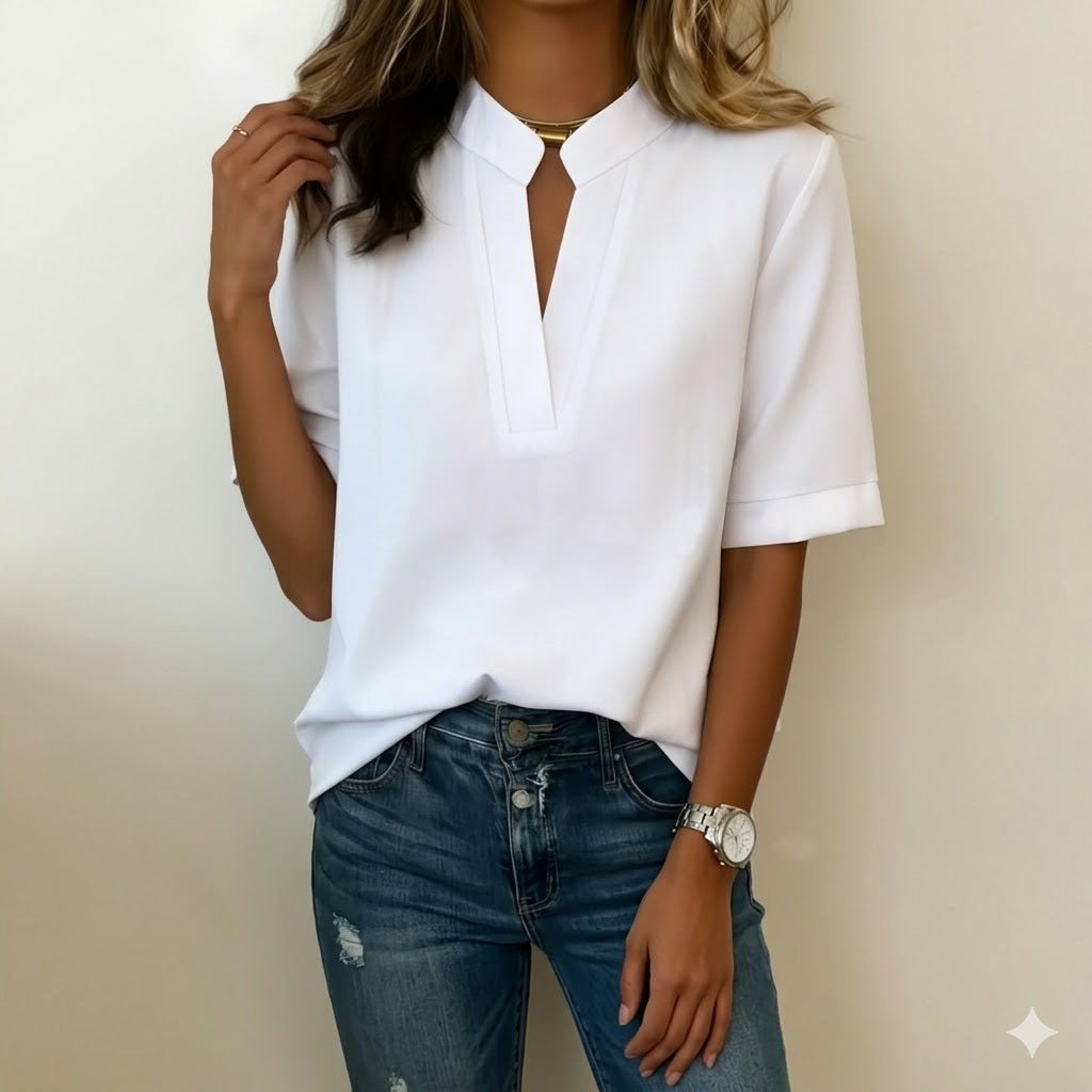 Bluse Damen Elegant Sommer Casual Raffinierter Kragen