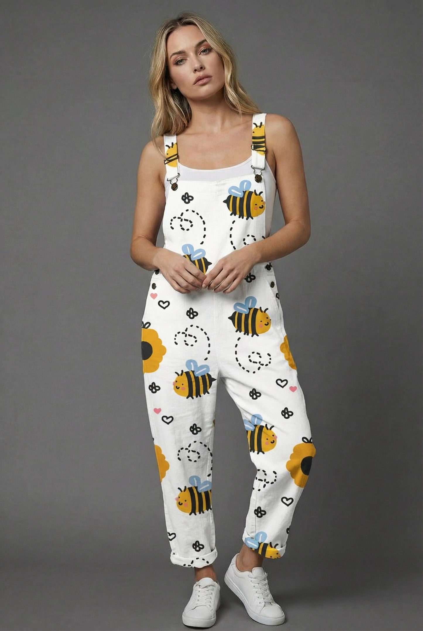 Jumpsuit Damen Relaxed Fit Sommer Casual mit floralem Print