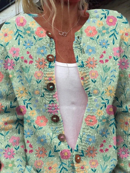 Sommerfeld Floral Print Button Cardigan Sweater