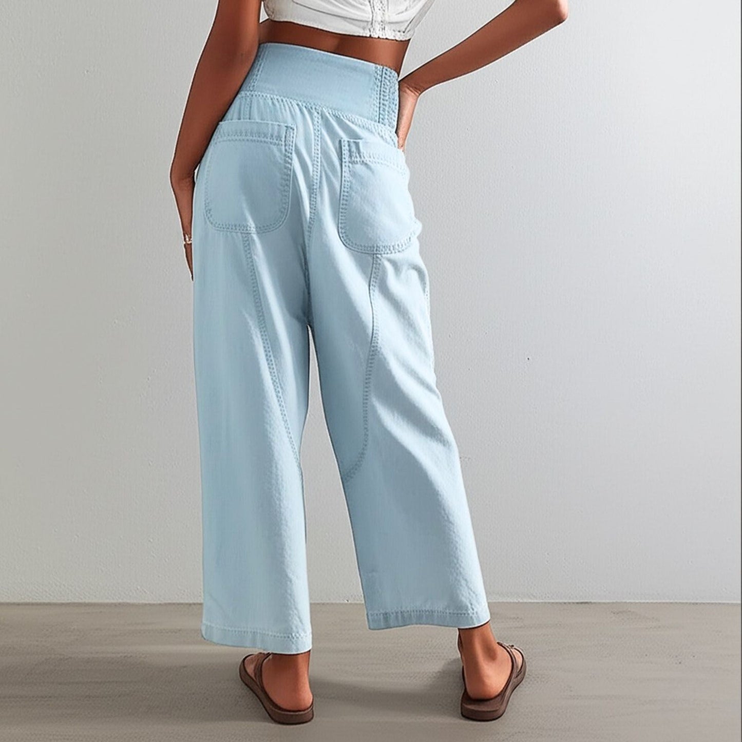 Damen Haremshose Weit Schnitt Casual Relaxed Fit