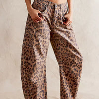 Jeans Damen Weit Beinig Bedruckt Casual