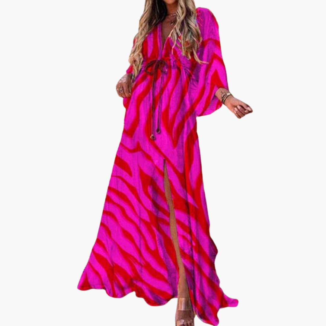 Farbenfrohes Sommerkleid - Damen-Maxi-Kleid mit Blumenmuster