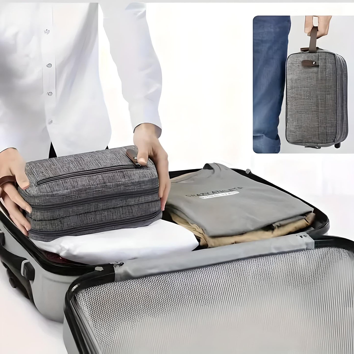 Herren Kulturbeutel im eleganten, schlanken Design für Reisen