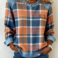 Ivy | Pullover mit kariertem Patchwork