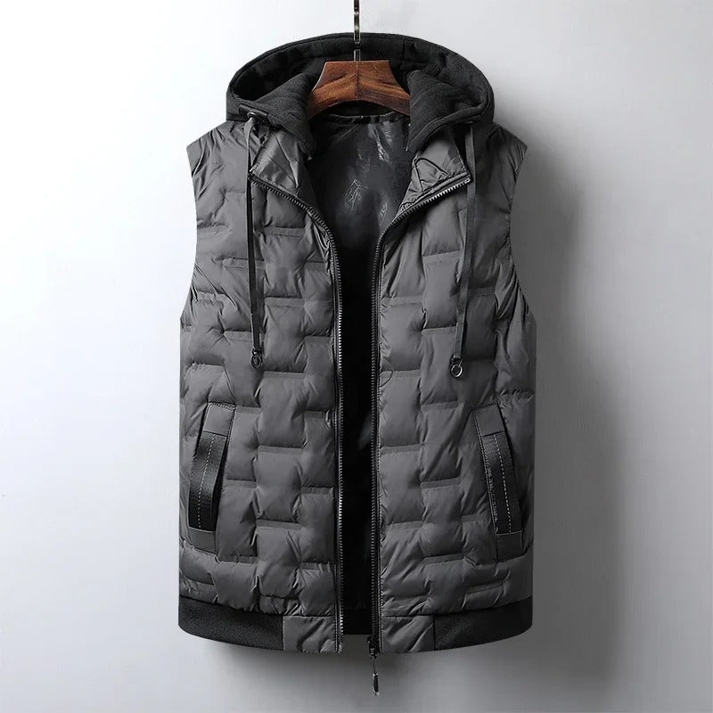 Herren Weste Regular Fit Freizeit Thermo mit Kapuze
