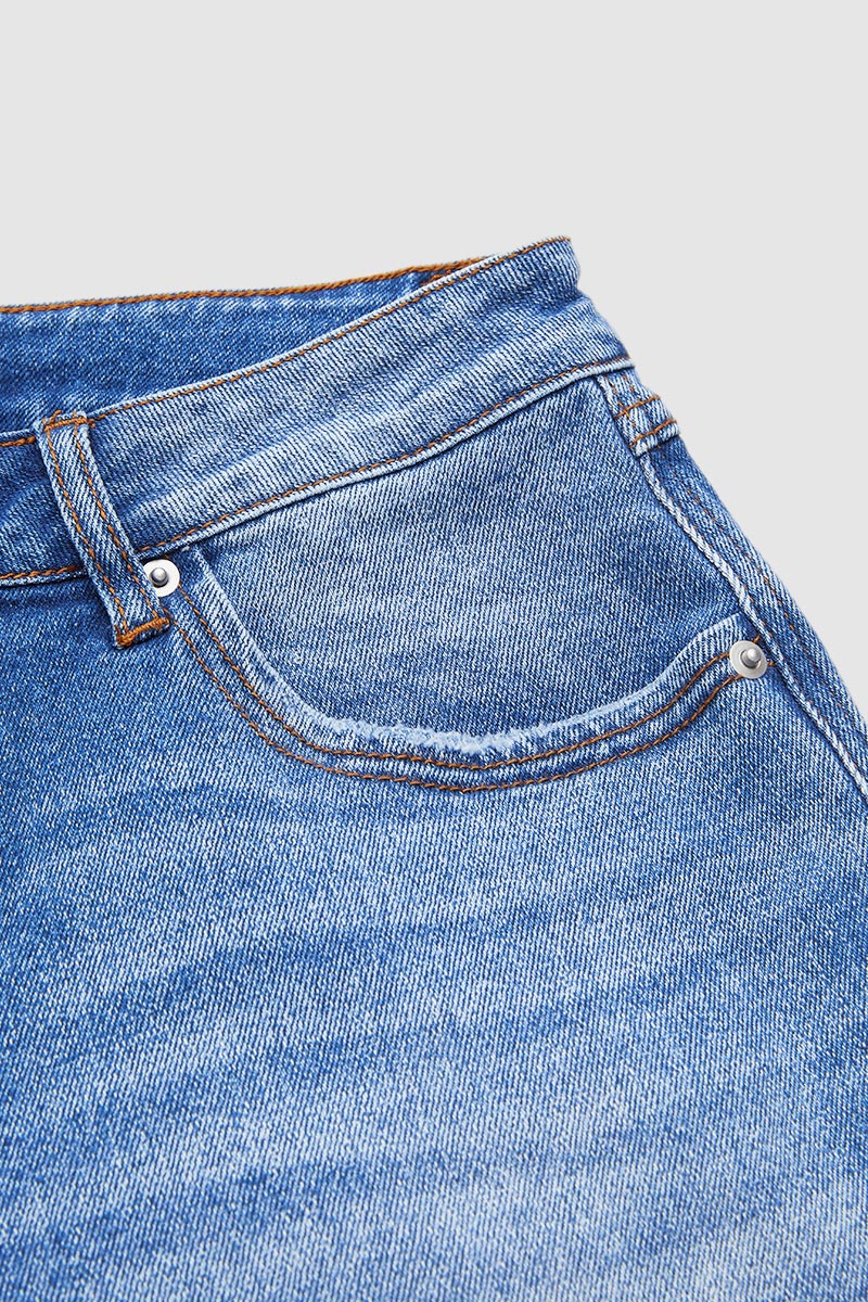 Jeans Damen Regular Fit Mittelhoher Bund Casual