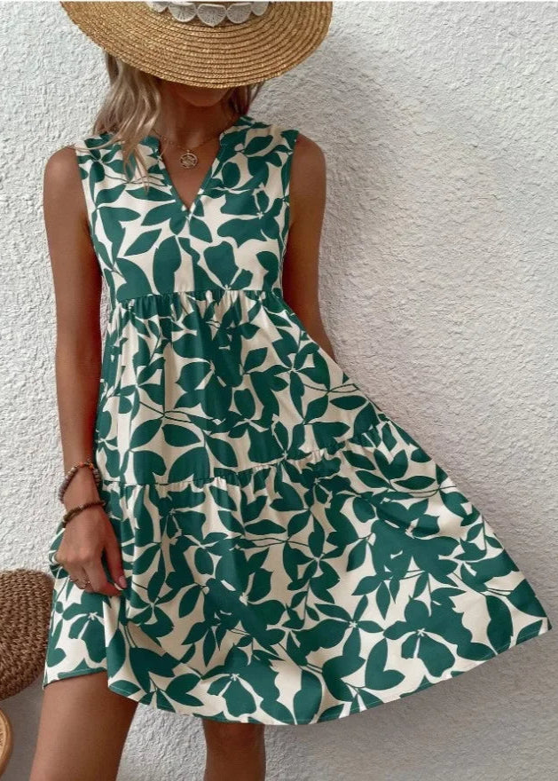 Sommerkleid Damen Leicht V-Ausschnitt Freizeit