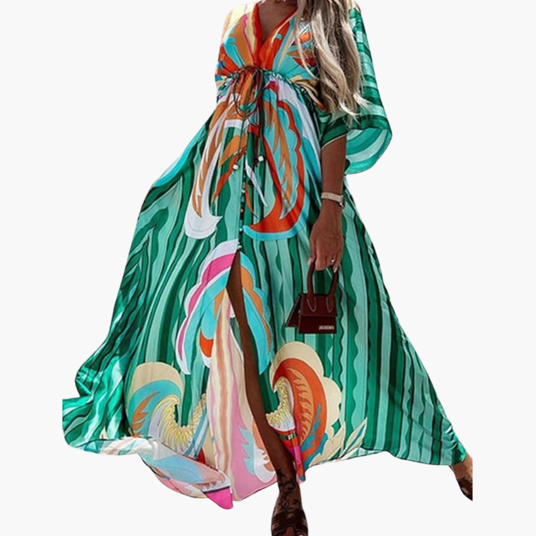 Farbenfrohes Sommerkleid - Damen-Maxi-Kleid mit Blumenmuster