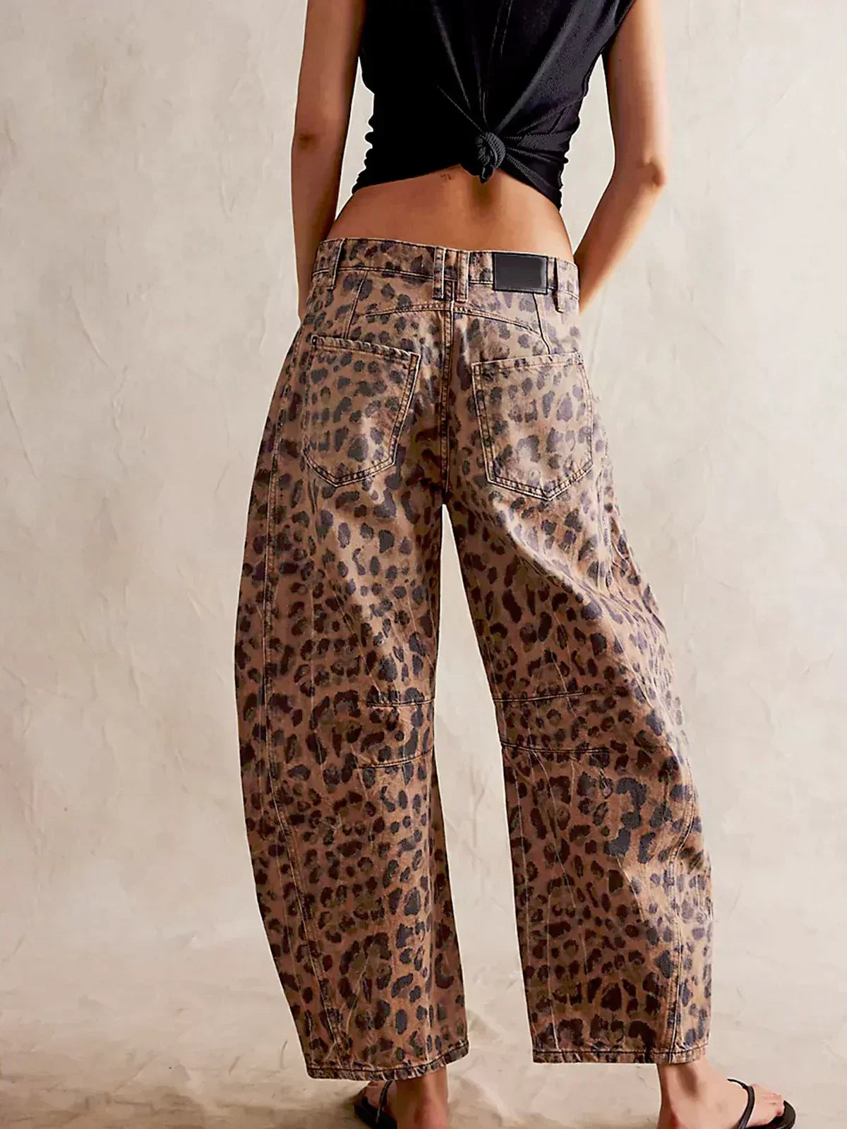Jeans Damen Weit Beinig Bedruckt Casual