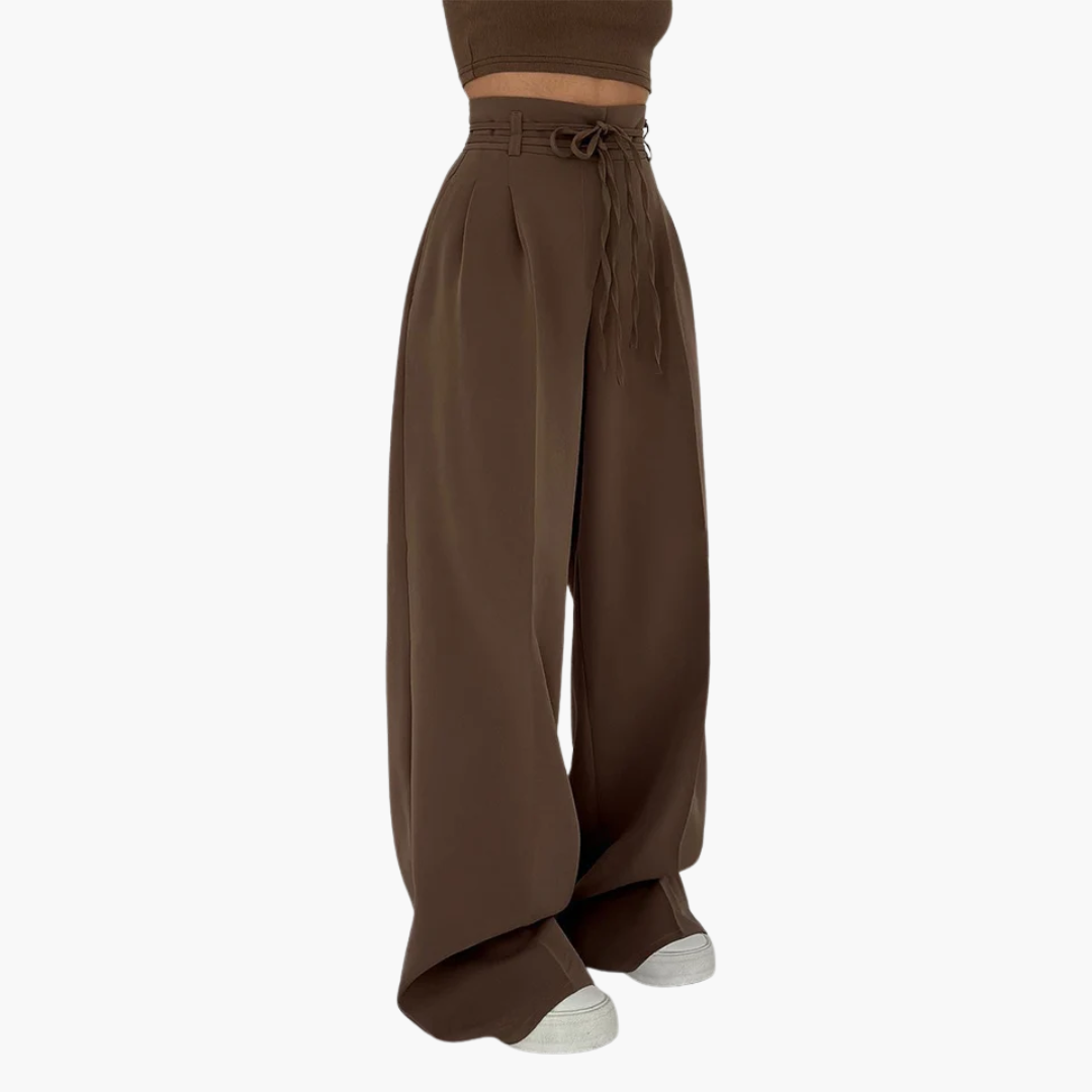 Stoffhose Damen I hochtailliert mit breitem Bein