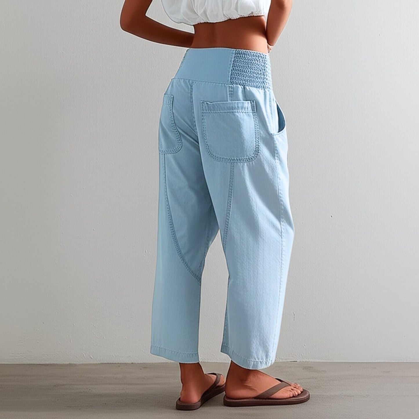 Damen Haremshose Weit Schnitt Casual Relaxed Fit