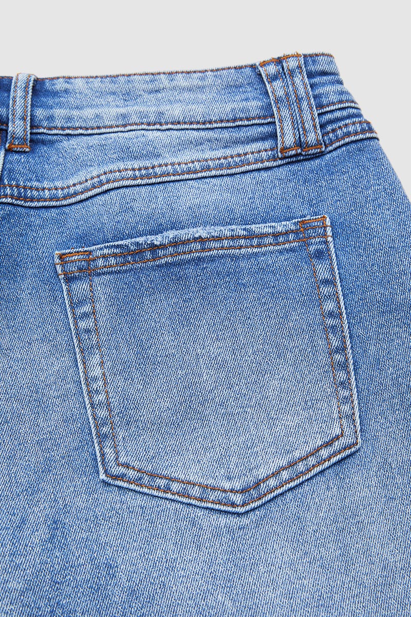 Jeans Damen Regular Fit Mittelhoher Bund Casual