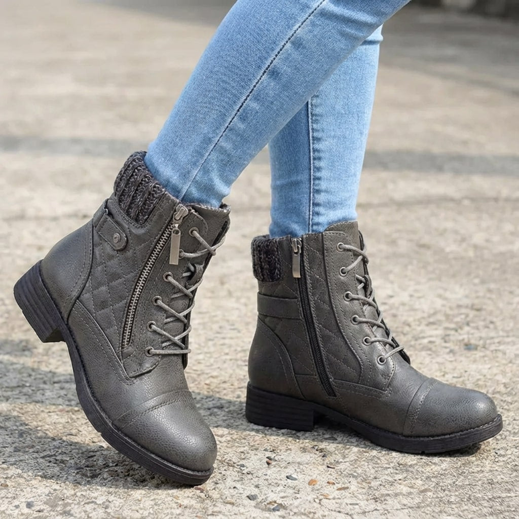 Stiefeletten Damen Vegan Bequemer Blockabsatz Alltag