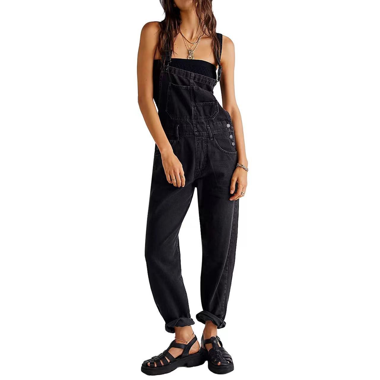 Damen Arbeitshose Latzhose Relaxed Fit Casual Streetstyle Freizeit
