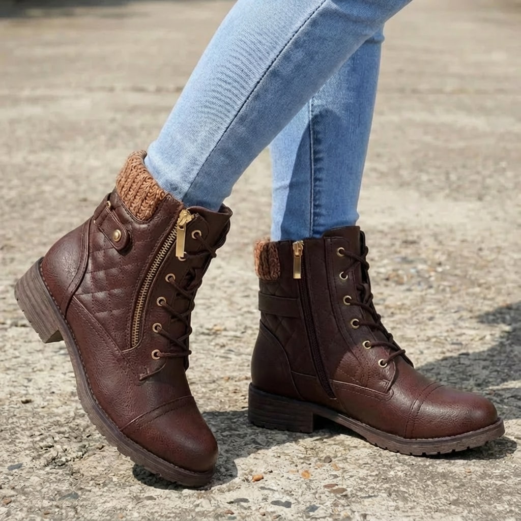 Stiefeletten Damen Vegan Bequemer Blockabsatz Alltag