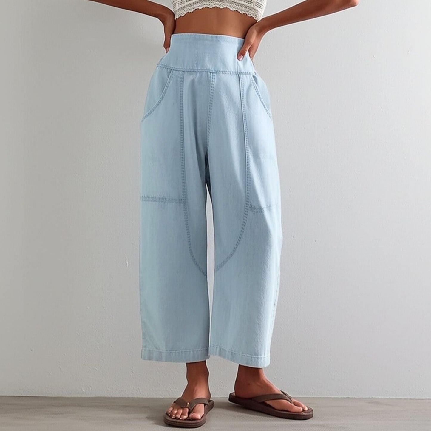 Damen Haremshose Weit Schnitt Casual Relaxed Fit