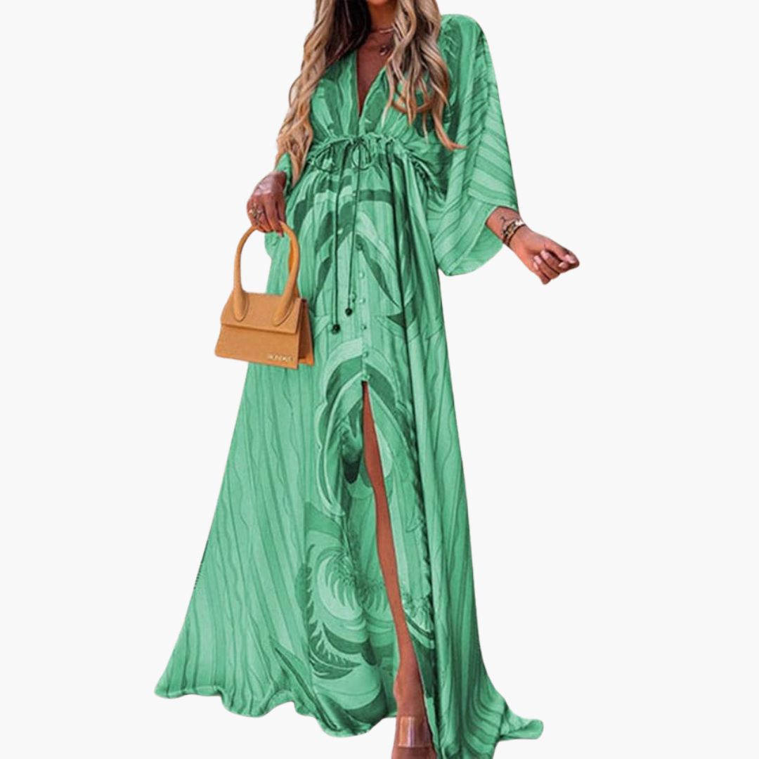 Farbenfrohes Sommerkleid - Damen-Maxi-Kleid mit Blumenmuster