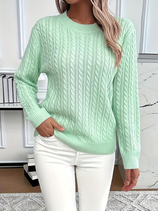 Strickpullover mit Zopfmuster für Damen