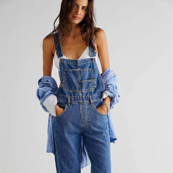 Damen Arbeitshose Latzhose Relaxed Fit Casual Streetstyle Freizeit