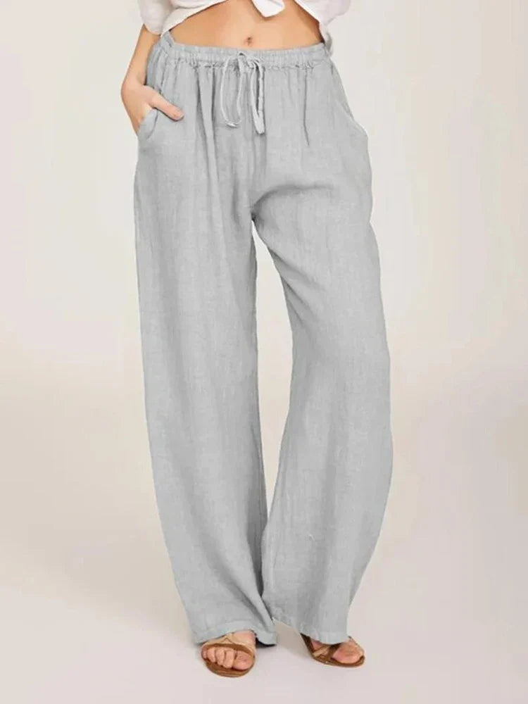 Damen Sommerhose Relaxed Fit Casual mit weitem Bein und Tunnelzug