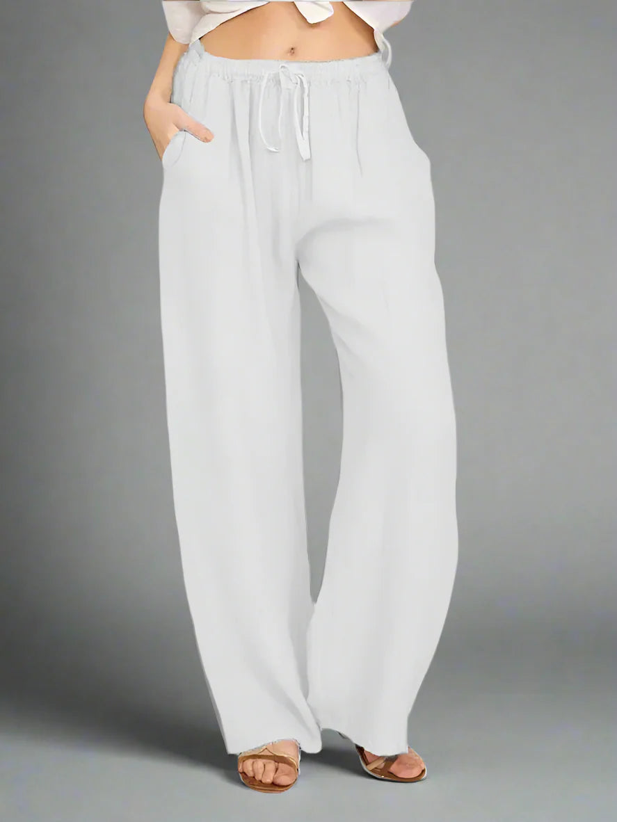 Damen Sommerhose Relaxed Fit Casual mit weitem Bein und Tunnelzug