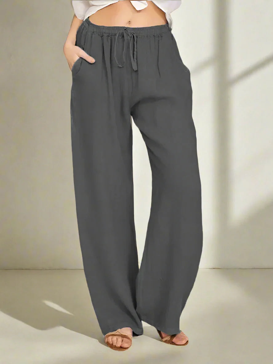 Damen Sommerhose Relaxed Fit Casual mit weitem Bein und Tunnelzug