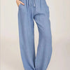 Damen Sommerhose Relaxed Fit Casual mit weitem Bein und Tunnelzug