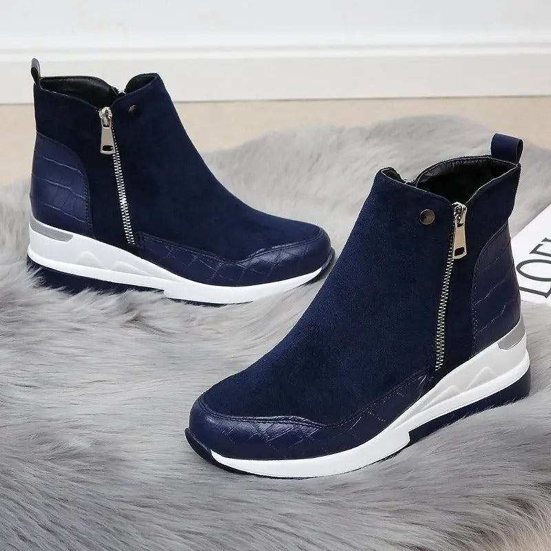 Ariella | Bottes compensées pour femme aspect daim avec talon compensé confortable