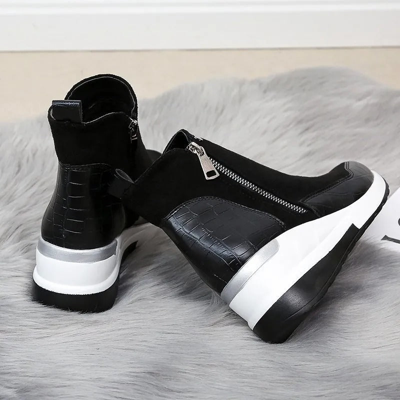 Ariella | Bottes compensées pour femme aspect daim avec talon compensé confortable