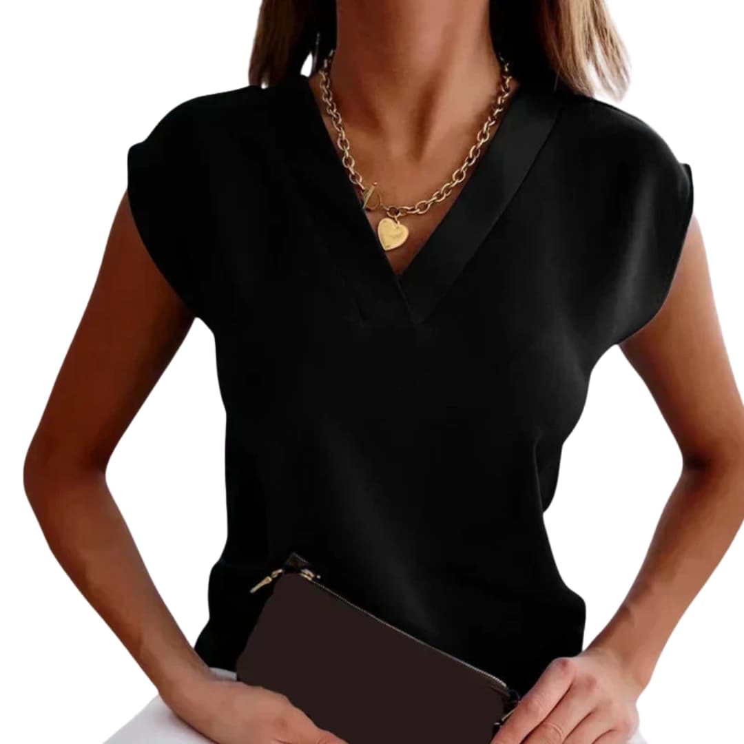Ärmelloses Oberteil für Damen im Minimalistischen Stil mit V-Ausschnitt 2