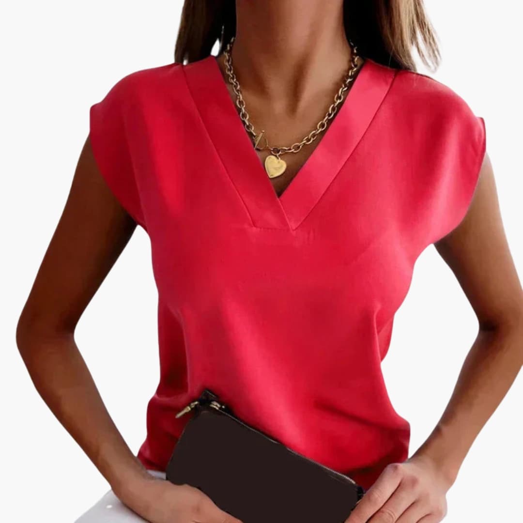 Ärmelloses Oberteil für Damen im Minimalistischen Stil mit V-Ausschnitt 4