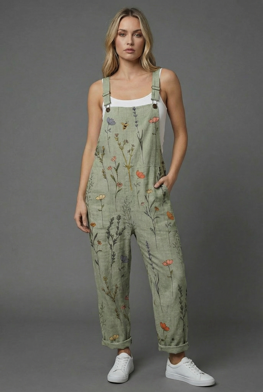 Jumpsuit Damen Relaxed Fit Sommer Casual mit floralem Print