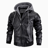 Herren Jacke | PU-Lederjacke mit Kapuze