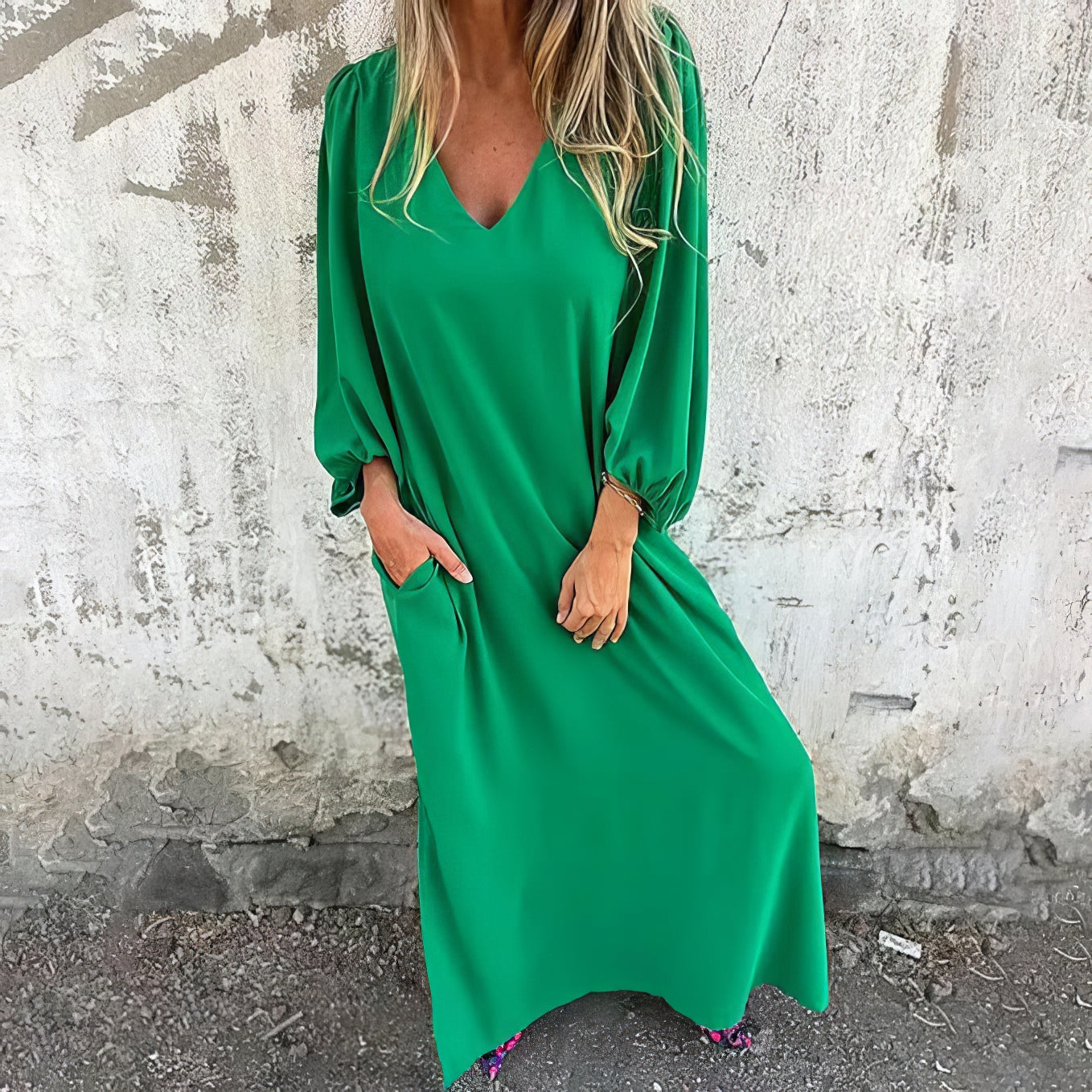 Böhmisches Maxikleid | V-Ausschnitt mit Praktischen Taschen | Elegantes Sommerkleid für Jeden Anlass 1