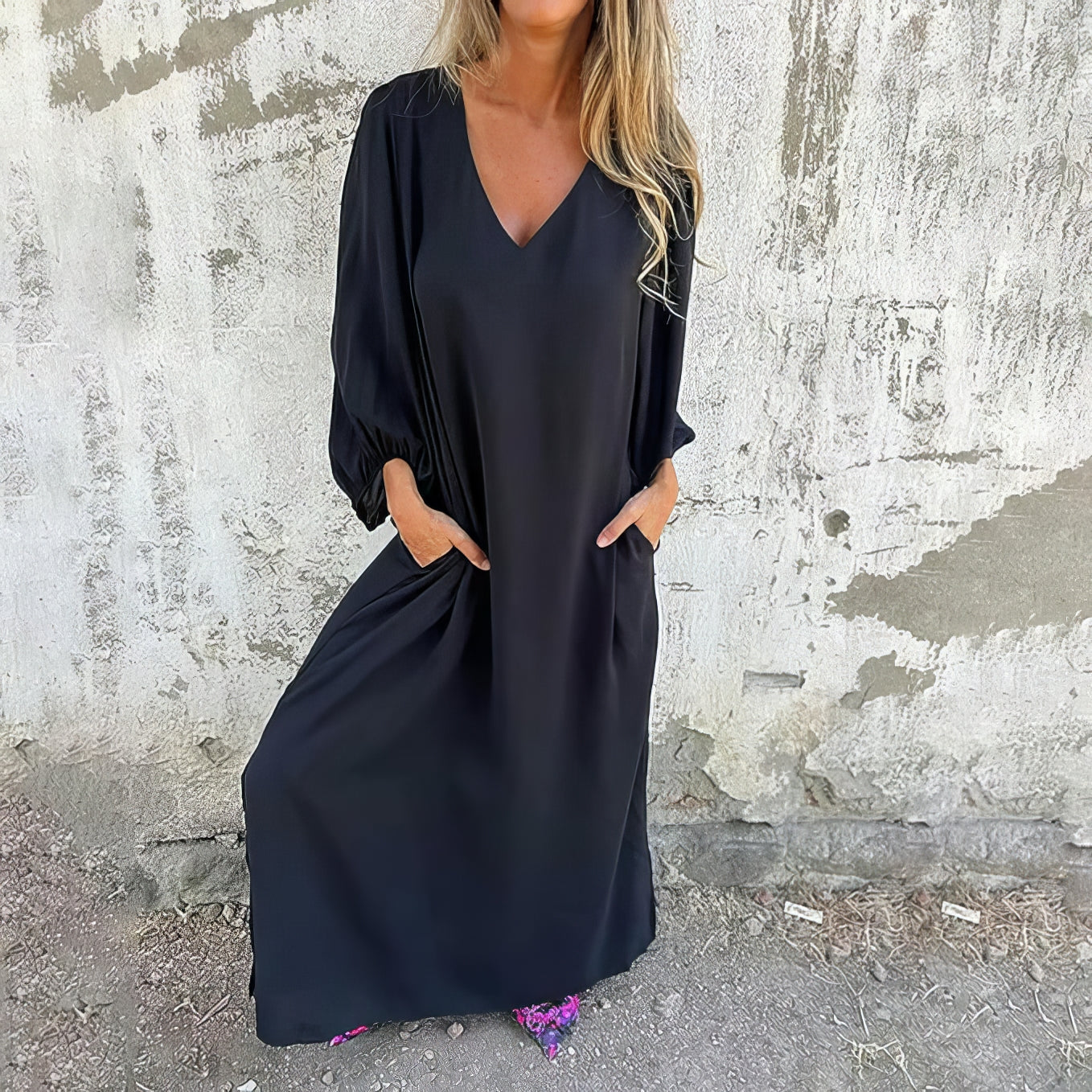 Böhmisches Maxikleid | V-Ausschnitt mit Praktischen Taschen | Elegantes Sommerkleid für Jeden Anlass 3