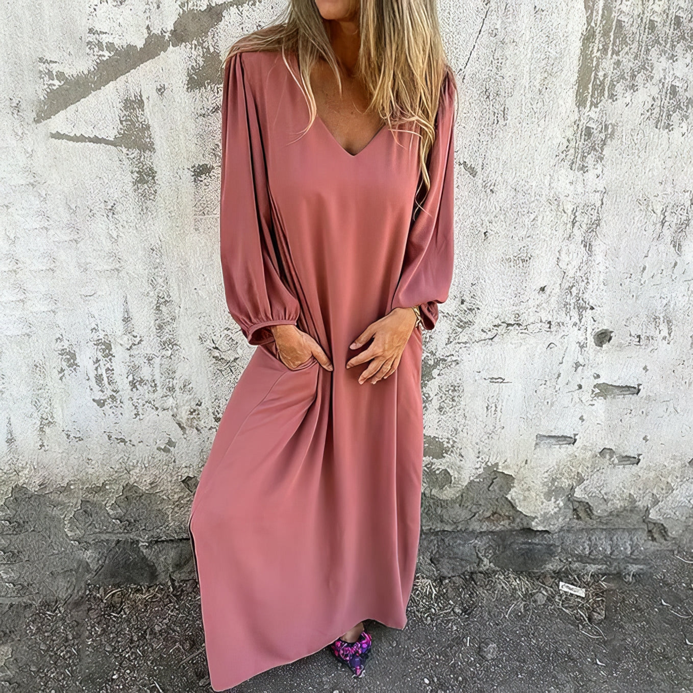 Böhmisches Maxikleid | V-Ausschnitt mit Praktischen Taschen | Elegantes Sommerkleid für Jeden Anlass 4