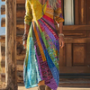 Boho-Chic | Sonnenmuster Kleid mit V-Ausschnitt