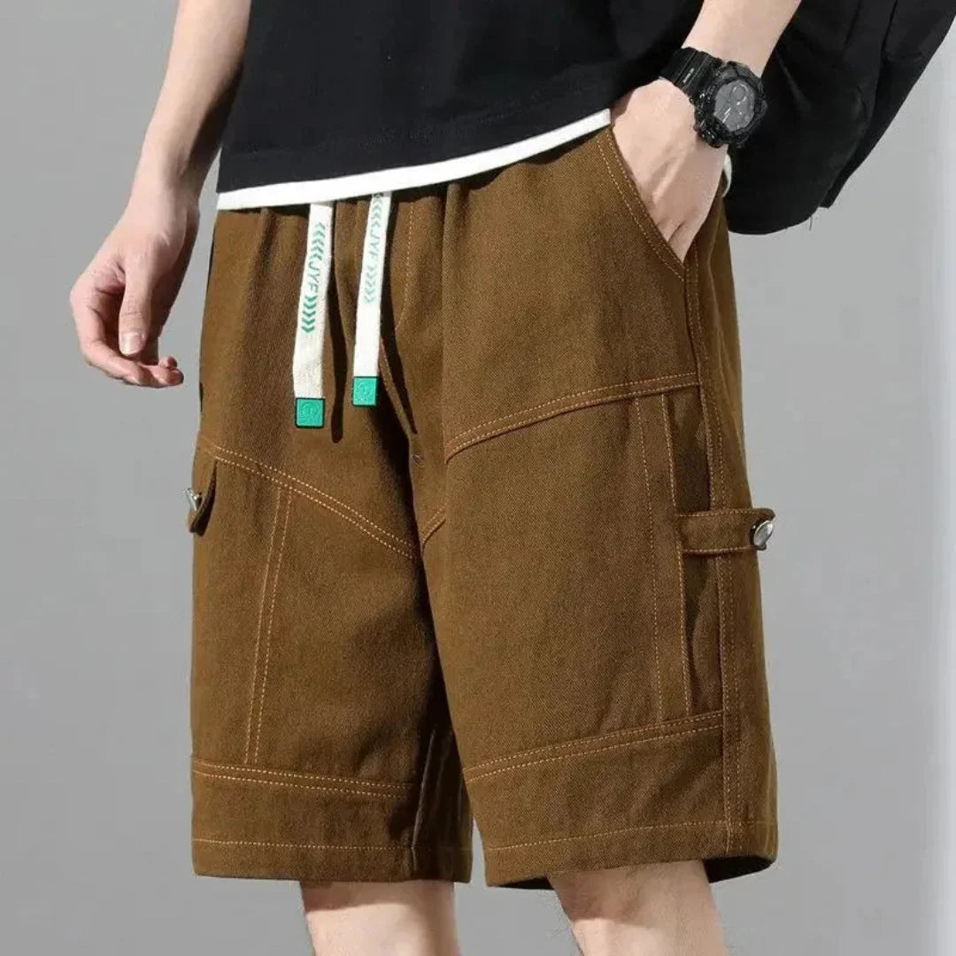 Cargo-Shorts Herren Relaxed Fit Freizeit mit Kordelzug und Taschen