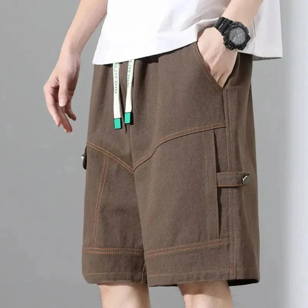 Cargo-Shorts Herren Relaxed Fit Freizeit mit Kordelzug und Taschen
