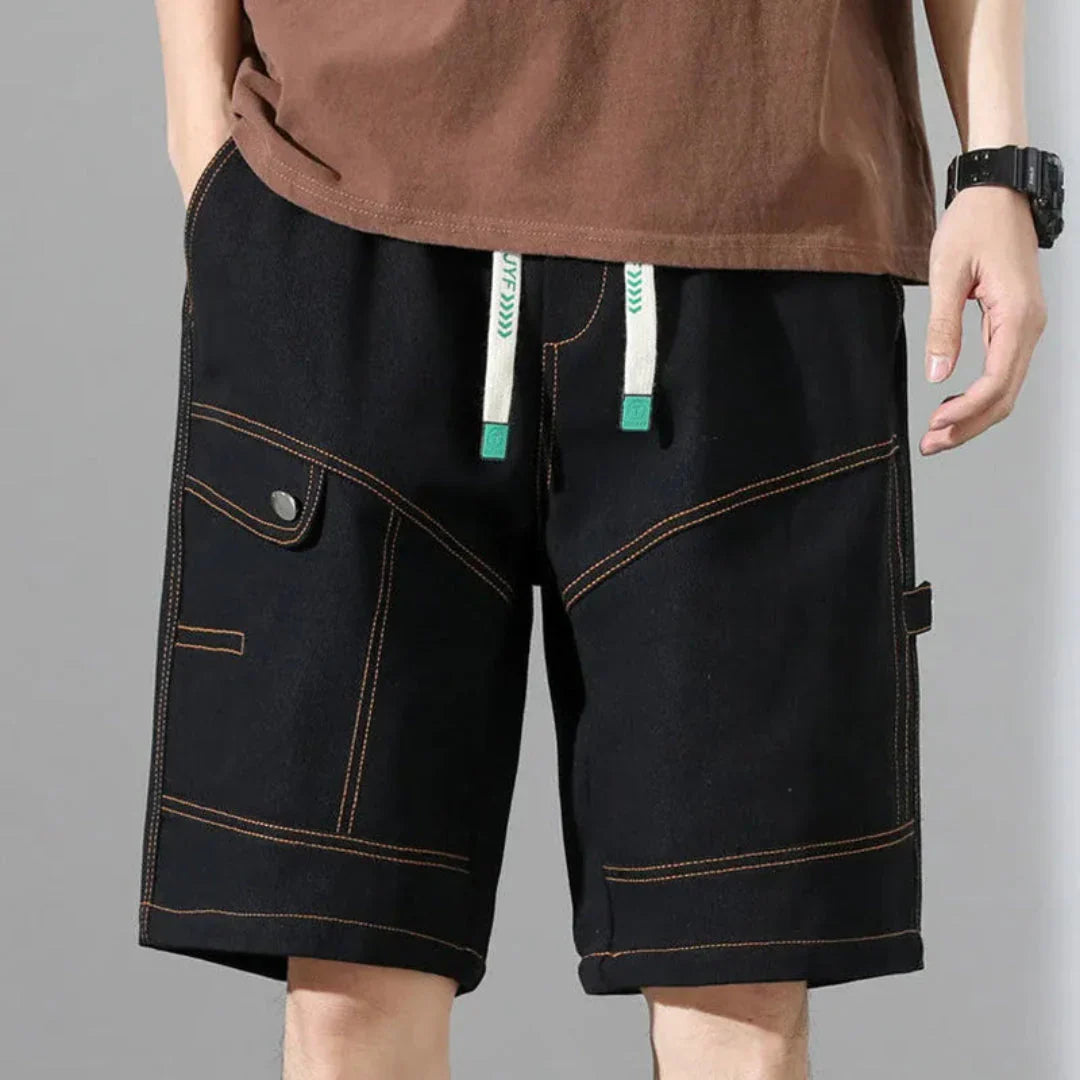 Cargo-Shorts Herren Relaxed Fit Freizeit mit Kordelzug und Taschen