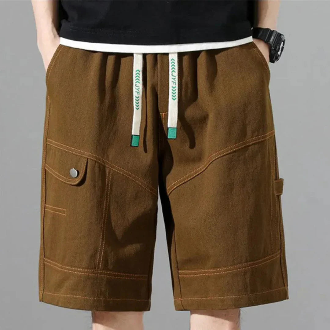 Cargo-Shorts Herren Relaxed Fit Freizeit mit Kordelzug und Taschen