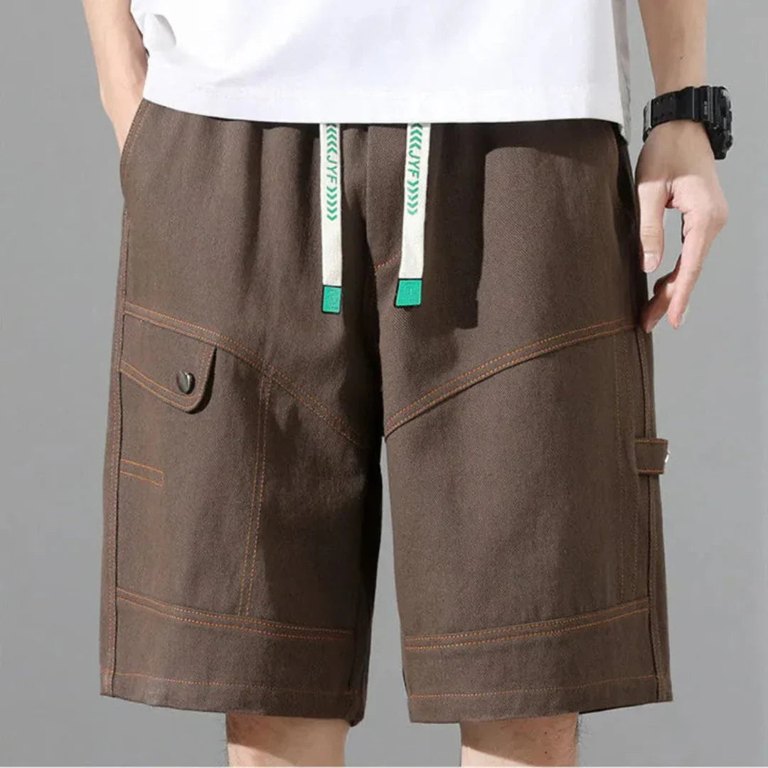 Cargo-Shorts Herren Relaxed Fit Freizeit mit Kordelzug und Taschen