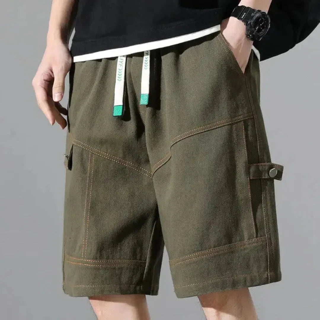 Cargo-Shorts Herren Relaxed Fit Freizeit mit Kordelzug und Taschen
