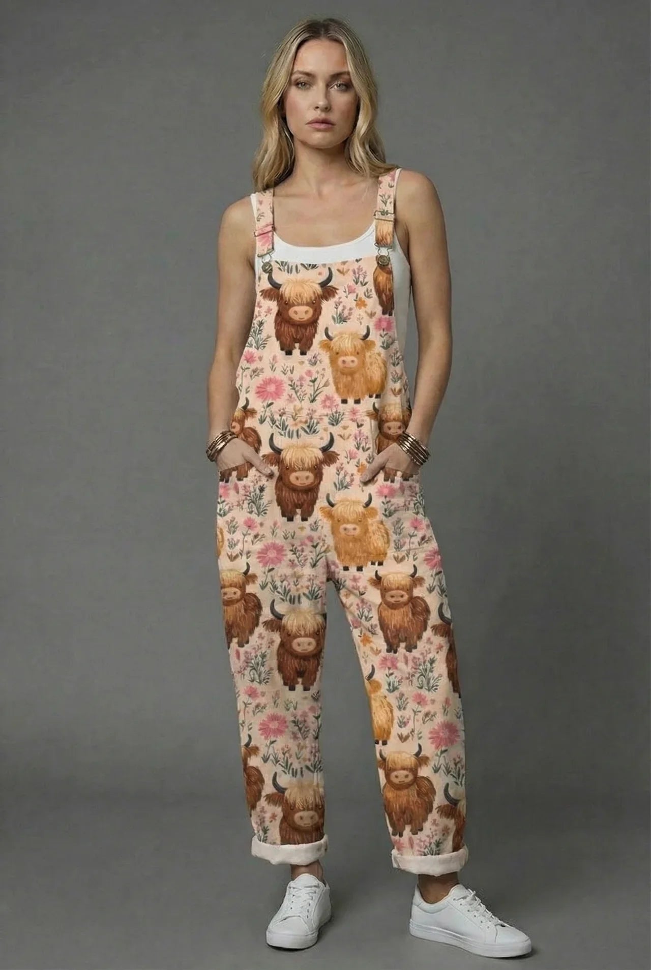 Jumpsuit Damen Relaxed Fit Sommer Casual mit floralem Print