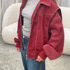 Oversize Leder Bomberjacke I Lederjacke I Leichte Übergangsjacke