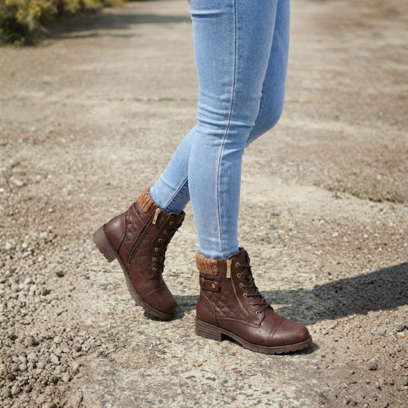 Stiefeletten Damen Vegan Bequemer Blockabsatz Alltag